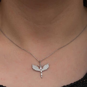 925 Ayar Gümüş Baget Taşlı Mikail Kılıcı Kadın Kolye