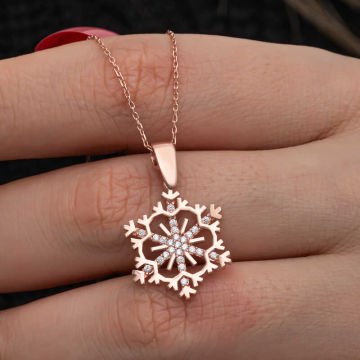 925 Ayar Gümüş Rose Kar Tanesi Kadın Kolye