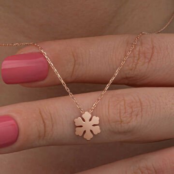 925 Ayar Gümüş Rose Minimal Kar Tanesi Kadın Kolye