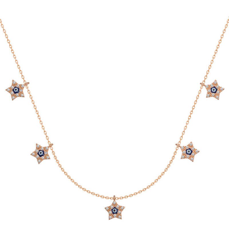 925 Ayar Gümüş Yıldız Nazarlı Şans Kadın Gümüş Kolye