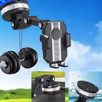 360° Döner Başlıklı Vakumlu Ayarlanabilir Araç İçi Telefon Tutucu