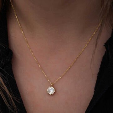 925 Ayar Gümüş Gold Minimal Yuvarlak Anturaj Kadın Kolye