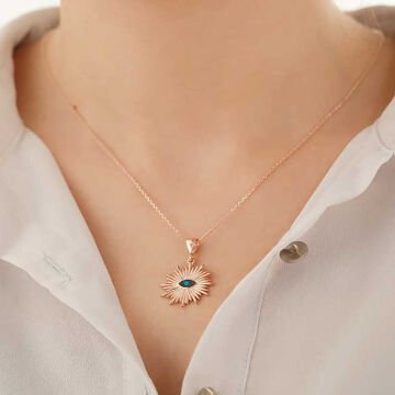 925 Ayar Gümüş Nazar Göz Gümüş Kolye