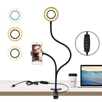 LED Halka Işık, Tripodlu Selfie Lambası, Esnek Kollu