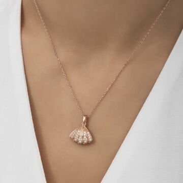 925 Ayar Gümüş İncili İstiridye Kadın Gümüş Kolye