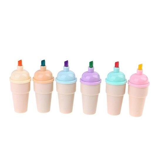 Külah Dondurma 6 Lı Mini Fosforlu Kalem Seti