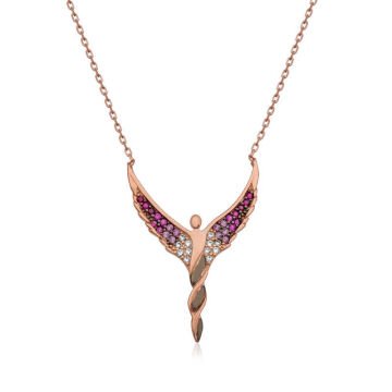 925 Ayar Gümüş Kanatlı Melek Kadın Gümüş Kolye