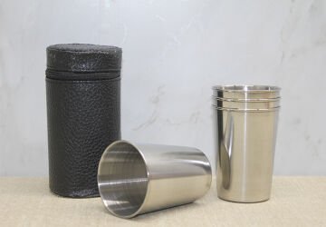 Deri Kılıflı 4'Lü Shot Bardak