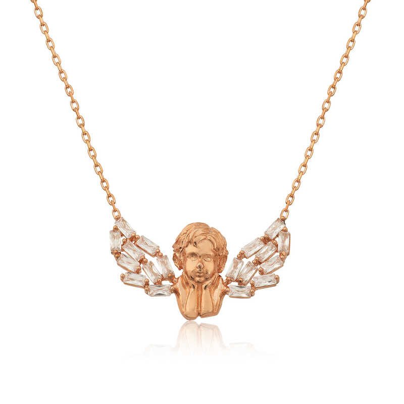 925 Ayar Gümüş Kanatlı Melek Kadın Gümüş Kolye