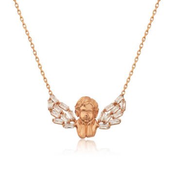 925 Ayar Gümüş Kanatlı Melek Kadın Gümüş Kolye