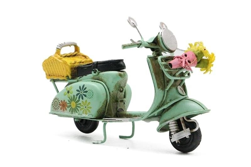 Dekoratif Metal Scooter Önü Sepetli