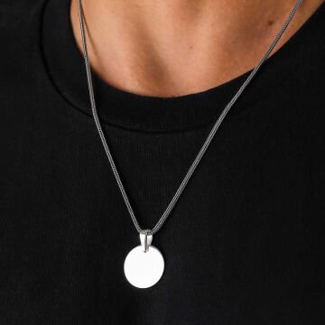 925 Ayar Gümüş Yuvarlak Plaka Kolye