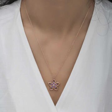 ​925 Ayar Gümüş Çiçek Kadın Gümüş Kolye