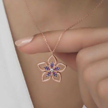 ​925 Ayar Gümüş Çiçek Kadın Gümüş Kolye
