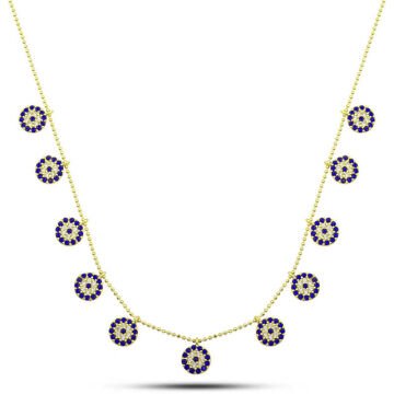 925 Ayar Gümüş Gold Nazarlı Şans Kadın Kolye