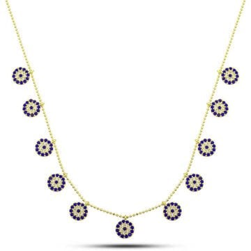 925 Ayar Gümüş Gold Nazarlı Şans Kadın Kolye