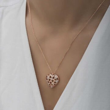 925 Ayar Gümüş Bombeli Kalp Kadın Gümüş Kolye