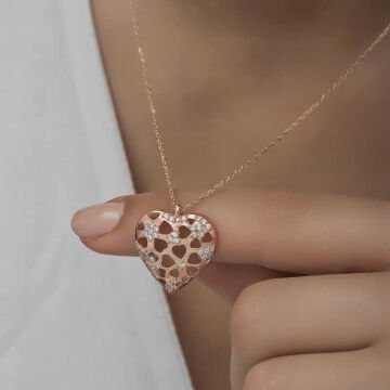 925 Ayar Gümüş Bombeli Kalp Kadın Gümüş Kolye