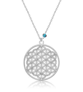 925 Ayar Gümüş Nazar Gözlü Yaşam Çiçeği Kadın Gümüş Kolye