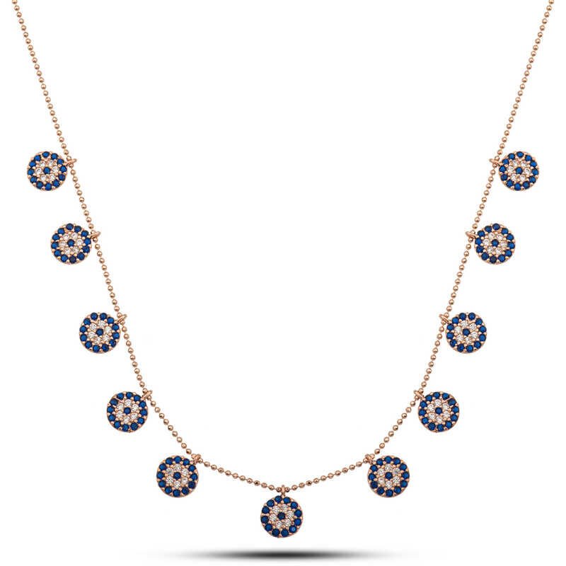 925 Ayar Gümüş Rose Nazarlı Şans Kadın Kolye