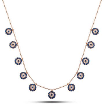 925 Ayar Gümüş Rose Nazarlı Şans Kadın Kolye