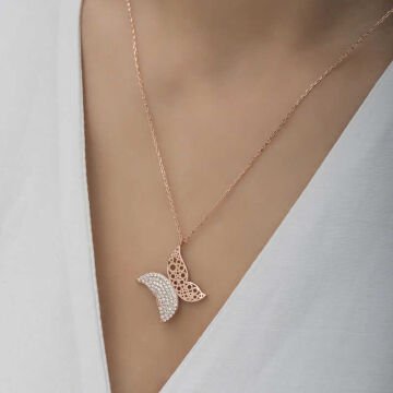 925 Ayar Gümüş Kelebek Kadın Gümüş Kolye