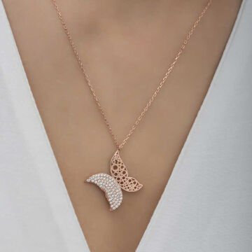 925 Ayar Gümüş Kelebek Kadın Gümüş Kolye