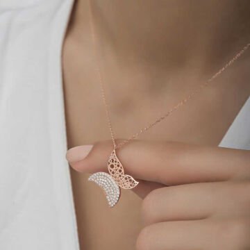 925 Ayar Gümüş Kelebek Kadın Gümüş Kolye