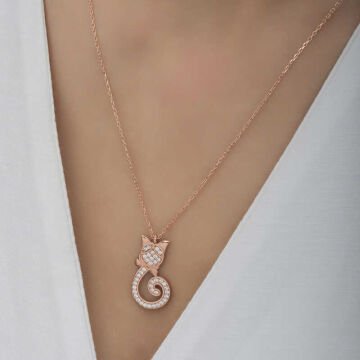 925 Ayar Gümüş Kedi Kadın Gümüş Kolye