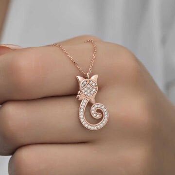 925 Ayar Gümüş Kedi Kadın Gümüş Kolye