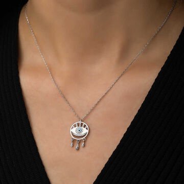 925 Ayar Gümüş Nazarlı Göz Kadın Gümüş Kolye