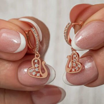 Gümüş Sallantılı Rose Kuğu Kadın Küpe