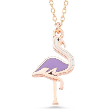 925 Ayar Gümüş Rose Flamingo Kadın Kolye