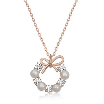 925 Ayar Gümüş İnci Kurdele Kadın Gümüş Kolye