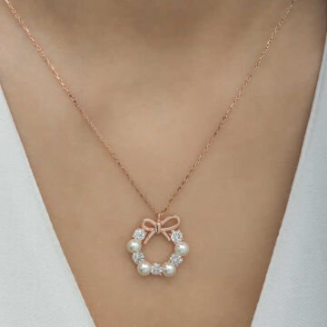 925 Ayar Gümüş İnci Kurdele Kadın Gümüş Kolye