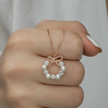 925 Ayar Gümüş İnci Kurdele Kadın Gümüş Kolye