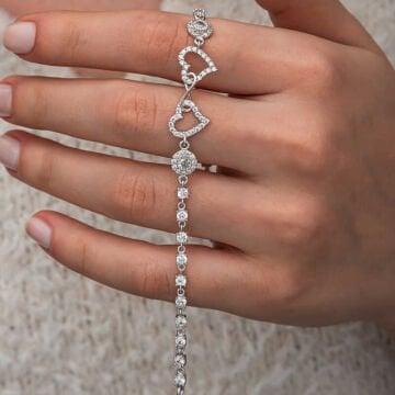 Gümüş Sonsuzluk İki Kalp Kadın Bileklik