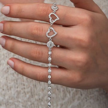 Gümüş Sonsuzluk İki Kalp Kadın Bileklik