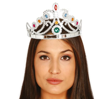 Gümüş Renk Plastik Prenses Tacı Kraliçe Tacı 60 cm