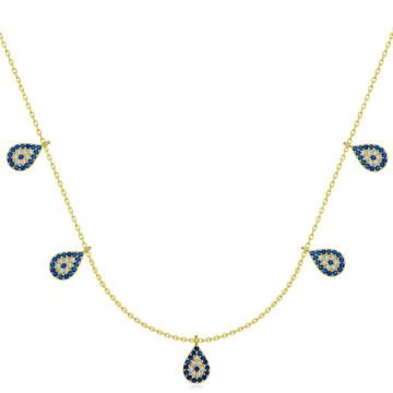 Gümüş Gold Nazarlı Şans Kadın Kolye