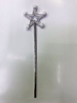 Parti Malzemesi Yıldız Peri Asası Sihirli Değnek Beyaz Ponponlu