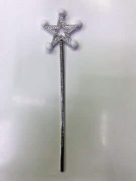 Parti Malzemesi Yıldız Peri Asası Sihirli Değnek Beyaz Ponponlu