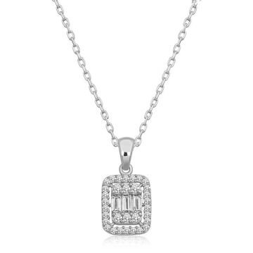 925 Ayar Gümüş Baget Taşlı Kadın Gümüş Kolye