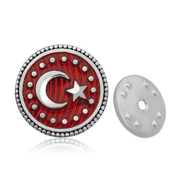 925 Ayar Gümüş Ay Yıldız Rozet