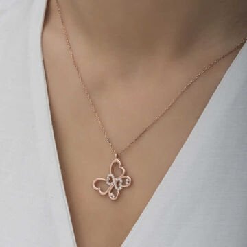 925 Ayar Gümüş Sonsuzluk Kelebek Kadın Gümüş Kolye