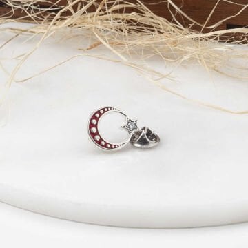 925 Ayar Gümüş Ay Yıldız Rozet