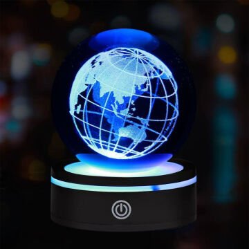 Dünya Tasarımlı Usb'li Dönen Cam Küre