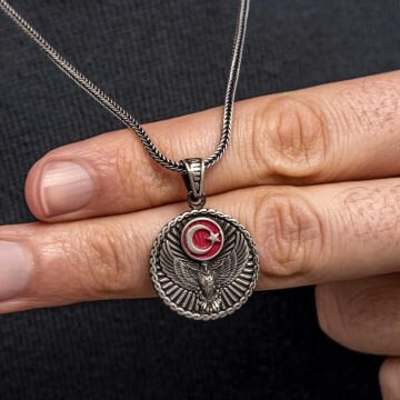 Gümüş Ayyıldız Kartal Erkek Kolye