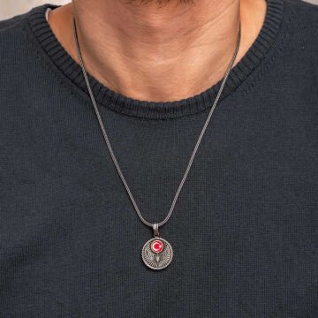 Gümüş Ayyıldız Kartal Erkek Kolye