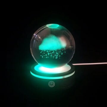 Yağmur Bulutu Tasarımlı Usb'li Dönen Cam Küre